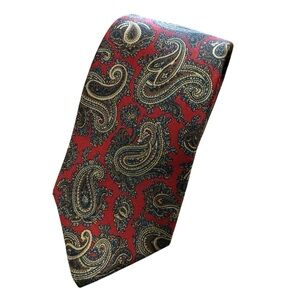 Christian Dior tie men's classic red paisley made in USA all silk career necktie
